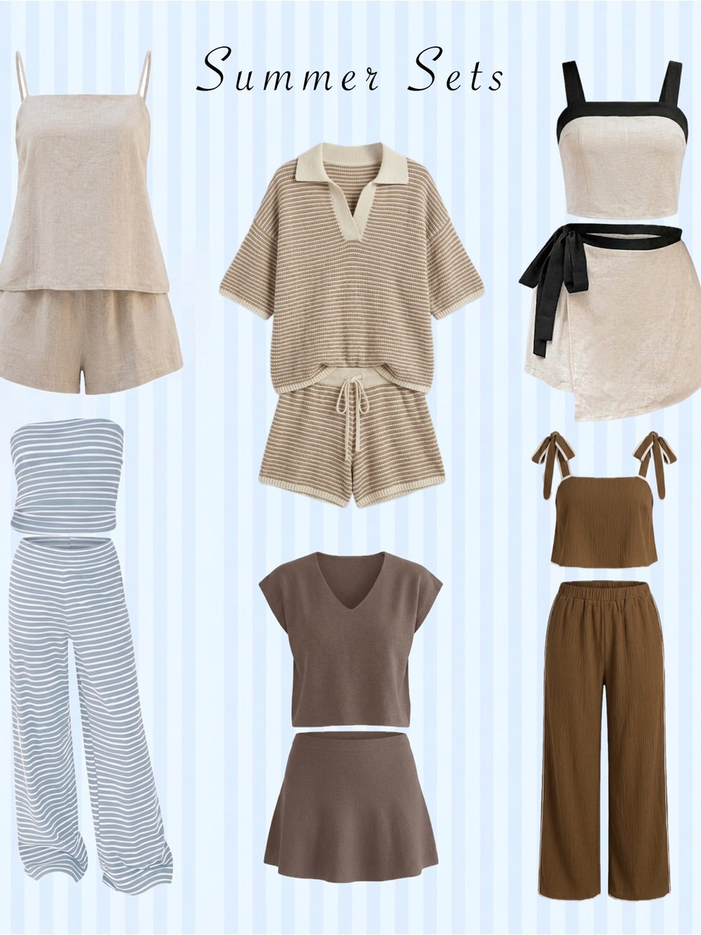Summer Linen & Knit Matching Sets